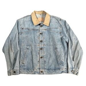 Vintage Marithe Francois Girbaud Denim Jacket SZ M Corduroy Collared Boxy Barn